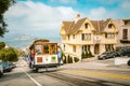 Cable Car in San Francisco climbing up hill, California, USA Royalty Free Stock Photo