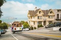 Cable Car in San Francisco climbing up hill, California, USA Royalty Free Stock Photo