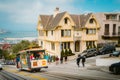 Cable Car in San Francisco climbing up hill, California, USA Royalty Free Stock Photo