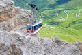 Cable car of Sass Pordoi mountain massif, Dolomites, Italy