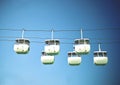 Six hanging cable car with blue sky Royalty Free Stock Photo
