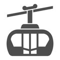 Cable car solid icon, Public transport concept, Funicular wagon sign on white background, cableway icon in glyph style