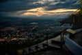 Cable car station on Mashuk Mountain at night, Pyatigorsk, Russia