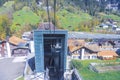 Cable car station rise up to mountain from Lauterbrunnen to guts Royalty Free Stock Photo