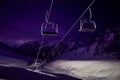 Cable car station at ski resort at night