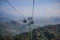 Cable car in the Sun World in da Nang in Vietnam. Sunny day on the 12th of January 2020 Royalty Free Stock Photo