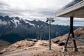 Cable Car in Swiss Alps over beautiful mountain landscape, Switzerland in Europe, beautiful ice and rock landscape Royalty Free Stock Photo