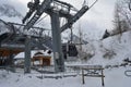 Cable car to Brevent, Snowy Chamonix Mont Blanc Royalty Free Stock Photo