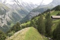 The cable car to Gimmelwald in MÃÂ¼rren, Switzerland Royalty Free Stock Photo