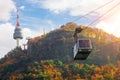 Cable car to Seoul N tower Royalty Free Stock Photo