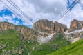 Cable car to the top of the mountain peak Piz Boe, Sella, Italy