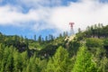 Cable car tower on hill slope Royalty Free Stock Photo