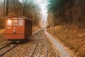 Cable car tram going through the hills to the castle of Heidelberg.