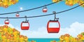 Cable car transportation rope way over autumn Royalty Free Stock Photo
