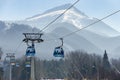 Cable Car Transportation Rope Way Over Mountain Hill Royalty Free Stock Photo