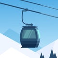 Cable Car Transportation Rope Way Over Winter Mountain Hill Background Royalty Free Stock Photo