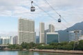 Cable car from Tung Chung Station to Ngong Ping village, Lantau Island in Hong Kong city Royalty Free Stock Photo