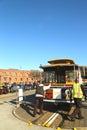 Cable car on turntable at Hyde and Beach Terminal in San Francisco Royalty Free Stock Photo