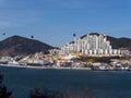 Cable car under the bay of Yeosu city