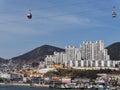 Cable car under the bay of Yeosu city