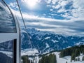 Cable car with a view of the Alps Royalty Free Stock Photo