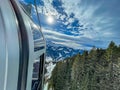 Cable car with a view of the Alps in the Bregenzerwald Royalty Free Stock Photo