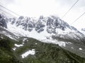 Cable car view from Chamonix to Aiguille du Midi mountain