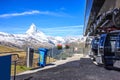 Cable cars Blauherd Station, Rothorn Paradise to Matterhorn in summer, Zermatt, Switzerland, Europe