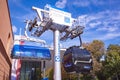 Cable cars display infront of Interalpine which is Trade fair for the cable railway industry, winter service appliances and ski