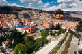 Cable cars or funicular system over buildings of the Bolivian capital, La Paz Royalty Free Stock Photo