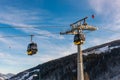 Cable cars, gondola, baloon over Planai West in Planai & Hochwurzen - skiing heart of the Schladming-Dachstein region, Styria,