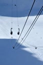 Cable cars passing over a glacier Royalty Free Stock Photo