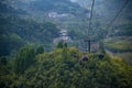 Cable cars reaching the peak of mountain at Tianmen mountain national park, Hunan province, Zhangjiajie The Heaven Gate of Tianmen