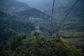 Cable cars reaching the peak of mountain at Tianmen mountain national park, Hunan province, Zhangjiajie The Heaven Gate of Tianmen