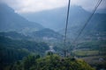 Cable cars reaching the peak of mountain at Tianmen mountain national park, Hunan province, Zhangjiajie The Heaven Gate of Tianmen