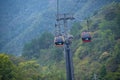 Cable cars reaching the peak of mountain at Tianmen mountain national park, Hunan province, Zhangjiajie The Heaven Gate of Tianmen