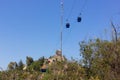 Cable cars in the sky at Cerro San Cristobal in Santiago de Chile