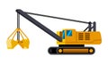 Cable clamshell bucket excavator minimalistic icon Royalty Free Stock Photo