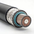 Macro view armored fiber optic cable cross section, generative ai Royalty Free Stock Photo