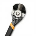 Cable cutter featuring a black and silver head designed for cutting wires and cables. Royalty Free Stock Photo