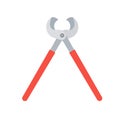 Cable cutter industrial instrument flat illustration device vector icon. Technician engineering supply hand tool