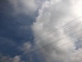 Cable, Electric Wire, Blue Sky full clouds. Background concept Royalty Free Stock Photo