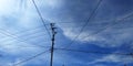 Cable, electrical substations and blue sky