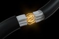 Cable with extended core, electronic connection product, with lightning effect 3d rendering Royalty Free Stock Photo