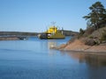 Cable ferry carrying summer habitants and tourists Royalty Free Stock Photo