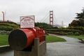 Cable of the Golden Gate in rainy day. Royalty Free Stock Photo