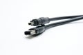 Cable with 1394 and iLink plugs on white background