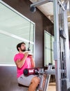 Cable Lat pulldown machine man workout at gym Royalty Free Stock Photo