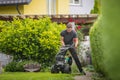 Cable laying machine with an operator Royalty Free Stock Photo