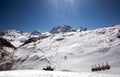 Cable lift in Alps mountains